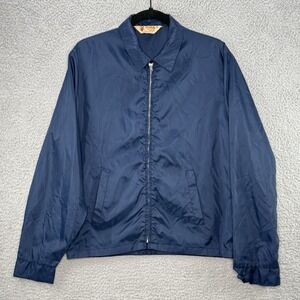 Vtg Duxbak Rain Jacket Windbreaker Mens S Full Zip Navy Blue Pockets Lightweight